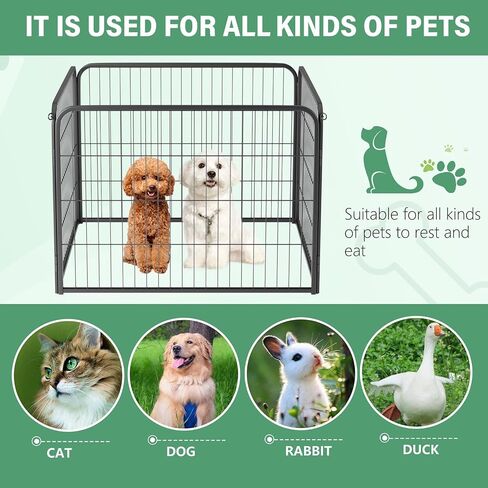 FDW Dog Playpen Dog Pen Dog Kennel Indoor Outdoor Folding Metal Portable Puppy Exercise Pen Heavy Duty Dog Fence for Yard Camping,Black in Kuwait