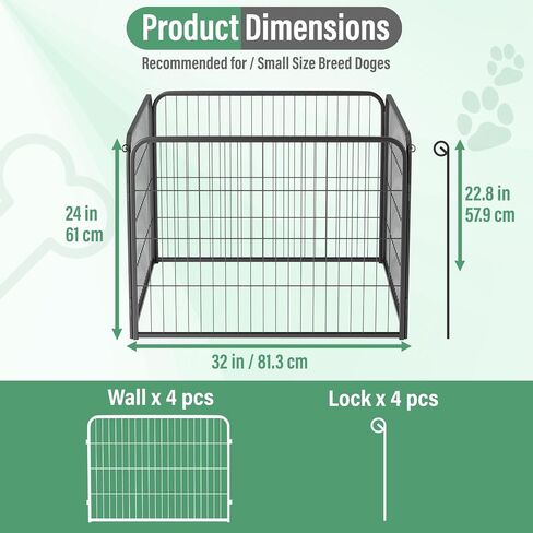 FDW Dog Playpen Dog Pen Dog Kennel Indoor Outdoor Folding Metal Portable Puppy Exercise Pen Heavy Duty Dog Fence for Yard Camping,Black in Kuwait