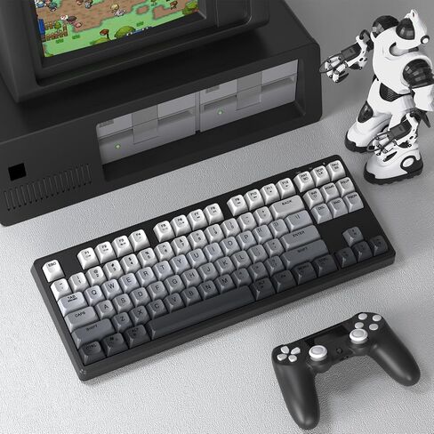 Ziyou Lang M87 75 ٪ اللوحة اللاسلكية لوحة المفاتيح Mechanical Feel Silent Rainbow Lacklit Bluetooth/2.4 جيجا هرتز PBT Keycaps قابلة لإعادة الشحن 4000MAH بطارية مريحة ل MAC/WIN/PC-MOON in Kuwait