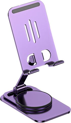 Phone Stand,Desktop Phone Holder Mount Universal Foldable Aluminum Fully Adjustable Tablet Stand for Phone Desk All Phones Cell Phone Tablet, Purple in Saudi Arabia