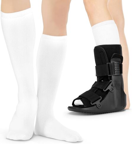 BraceAbility Walking Boot Sock Liners – (1 Pair) Replacement Medical Tube Socks for Under Orthopedic, Air CAM Walkers, Fracture Boots, and Surgical Foot Cast Shoes for Men or Women (Tall White) in Saudi Arabia