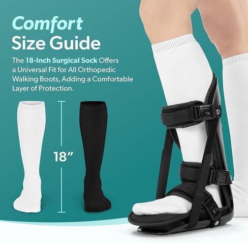 BraceAbility Walking Boot Sock Liners – (1 Pair) Replacement Medical Tube Socks for Under Orthopedic, Air CAM Walkers, Fracture Boots, and Surgical Foot Cast Shoes for Men or Women (Tall White) in Saudi Arabia