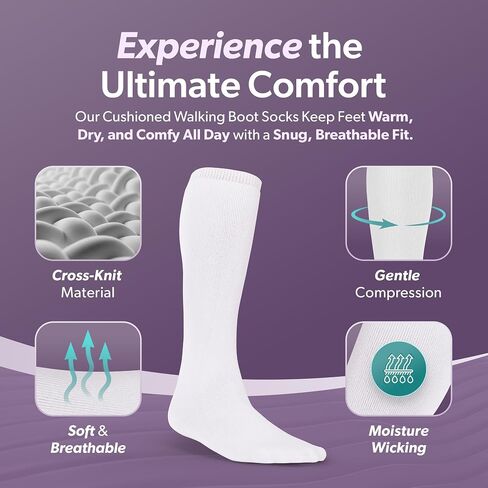 BraceAbility Walking Boot Sock Liners – (1 Pair) Replacement Medical Tube Socks for Under Orthopedic, Air CAM Walkers, Fracture Boots, and Surgical Foot Cast Shoes for Men or Women (Tall White) in Saudi Arabia