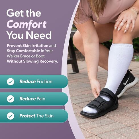 BraceAbility Walking Boot Sock Liners – (1 Pair) Replacement Medical Tube Socks for Under Orthopedic, Air CAM Walkers, Fracture Boots, and Surgical Foot Cast Shoes for Men or Women (Tall White) in Saudi Arabia