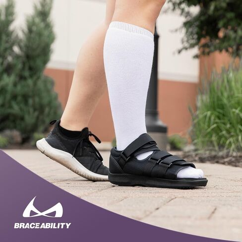 BraceAbility Walking Boot Sock Liners – (1 Pair) Replacement Medical Tube Socks for Under Orthopedic, Air CAM Walkers, Fracture Boots, and Surgical Foot Cast Shoes for Men or Women (Tall White) in Saudi Arabia