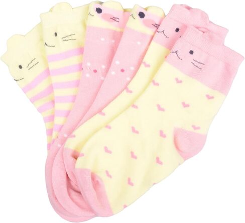 T.H.L.S Girls Socks 5 Pairs Kids Cotton Winter Thicker Animals Cat Bear Toddler Crew Socks Age 0-15 Year in Kuwait