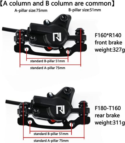 ROADNADO مجموعة فرامل قرصية هيدروليكية للدراجات الجبلية دراجة MTB مجموعة فرامل زيت سبائك الألومنيوم 160 مم أمامي 800 مم خلفي 1400 مم مجموعة فرامل هيدروليكية عالمية in Kuwait