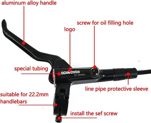 ROADNADO مجموعة فرامل قرصية هيدروليكية للدراجات الجبلية دراجة MTB مجموعة فرامل زيت سبائك الألومنيوم 160 مم أمامي 800 مم خلفي 1400 مم مجموعة فرامل هيدروليكية عالمية in Kuwait