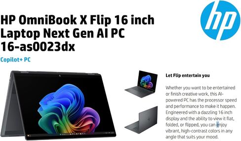 HP OmniBook X Flip 2-in-1 AI Powered 2-in-1 Laptop 16.0" Touchscreen IPS WUXGA Display (Intel Ultra 7-256V, 16GB LPDDR5X, 4TB PCIe SSD, Win 11 Pro) w/MS 365 Personal, DKZ USB Port Expander in Saudi Arabia