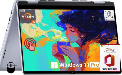 Dell Inspiron 14 2-in-1 Business Business Laptop ، 14 "IPS Full HD Touch Screen ، Office Pro ترخيص ، AMD Ryzen 5 ، Radeon Graphics ، 32 GB DDR5 ، 2 تيرابايت SSD ، بصمات الأصابع ، Windows 11 Pro ، مع الملحقات in Kuwait