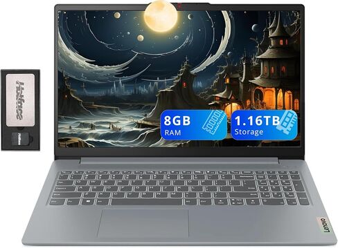 Lenovo Ideapad Slim 3 15.6 "FHD Anti-Glare Captop ، Intel I3-N305 ، 8GB LPDDR5 ، 1.16TB Storage (1TB SSD+160GB Station Station) ، NUM PAD ، HD Camera ، Dolby Audio ، WIFI 6 ، Win 11 ، Gray ، in Kuwait