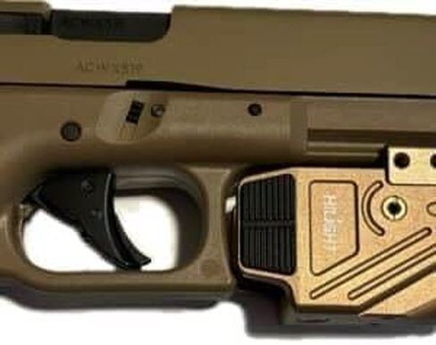 HiLight P3BGL TAN Blue Laser Sight Green Laser Sight 500lm مصباح يدوي لمسدس المسدس مع بطارية Micro USB قابلة لإعادة الشحن، درجة الطائرات العسكرية من الألومنيوم المؤكسد بلون أسمر ضارب للصفرة in Kuwait