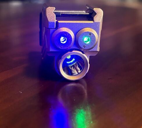 HiLight P3BGL TAN Blue Laser Sight Green Laser Sight 500lm مصباح يدوي لمسدس المسدس مع بطارية Micro USB قابلة لإعادة الشحن، درجة الطائرات العسكرية من الألومنيوم المؤكسد بلون أسمر ضارب للصفرة in Kuwait