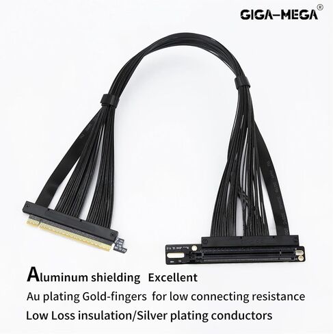 PCI-E 4.0 X16 CARTER CARTER CARTER CABLE GEN4 لـ AI Server Left Angle Socket 3.0 Gen3 متوافق/أسود (0.4 متر ، آخر) in Saudi Arabia
