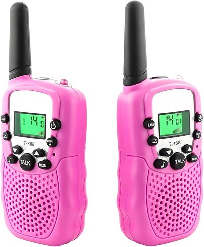 أطفال kidie talkies t388 mini 2 الطريق الراديو للأولاد الفتيات 22 قنوات FRS UHF 462-467MHz التردد - 1 زوج وردي in Kuwait