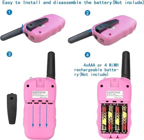 أطفال kidie talkies t388 mini 2 الطريق الراديو للأولاد الفتيات 22 قنوات FRS UHF 462-467MHz التردد - 1 زوج وردي in Kuwait
