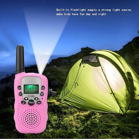 أطفال kidie talkies t388 mini 2 الطريق الراديو للأولاد الفتيات 22 قنوات FRS UHF 462-467MHz التردد - 1 زوج وردي in Kuwait