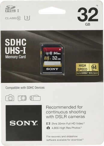Sony32GB SDHC UHS-1 CLASS 10 CARMER (SF32UX/TQN) (النموذج القديم) in Saudi Arabia