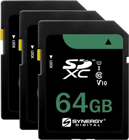 Synergy Digital 64GB Secure Digital SDXC UHS-I Memory Cards, Compatible with Kodak PIXPRO AZ255 Digital Camera - Class 10, U1, 100MB/s, 300 Series - Pack of 3 in Saudi Arabia