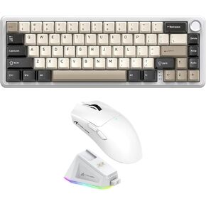 Attack Shark X66 Wireless Mechanical Keyboard and X11 Superlight Gaming Mouse Combo,Bluetooth/2.4GHz/Wired,Volume Knob,RGB Backlit,Magnetic RGB Charging Dock,5 Programmable Buttons for PC/Laptop/Mac