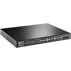 TP-Link 24 Port Gigabit PoE Switch; 24 PoE+ Ports @384W, w/4 SFP slots; L2 Managed; Limited Lifetime Protection; Support L2/L3/L4 QoS, IGMP and LAG; IPv6 and Static Routing (T2600G-28MPS)