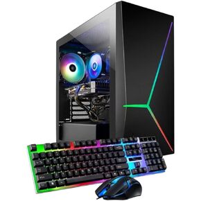 Gaming PC Desktop, Intel Core i7 up to 3.9GHz, 16G RAM, 512G SSD,AMD RX580 8GB DDR5, 900M WiFi, BT 5.4, RGB Fan x6, RGB Keyboard Mouse Set, Windows 11 Pro