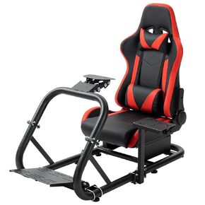 Marada 50mm مستقرة أنبوب سيم Sim Racing Racing Simulator Cockpit مع مقعد أحمر مناسب ل Logitech/Thrustmaster/Fanatec/Moza G29 G920 G923 T300RS ، لا توجد عجلة قيادة ، دواسة ، فرملة اليد