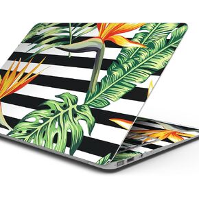 Compatible with MacBook Air 15" M3 (A3114) - Skin Decal Protective Scratch Resistant Vinyl Wrap - Vivid Tropical Stripe Floral v1