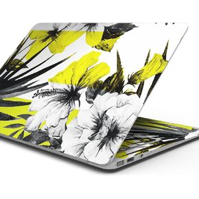 Compatible with MacBook Air 15" M3 (A3114) - Skin Decal Protective Scratch Resistant Vinyl Wrap - Tropical BW Sun Floral