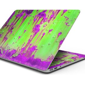 Compatible with MacBook Pro 14" M4 (A3401/A3185) - Skin Decal Protective Scratch Resistant Vinyl Wrap - Lime Green Metal with Hot Purple Rust