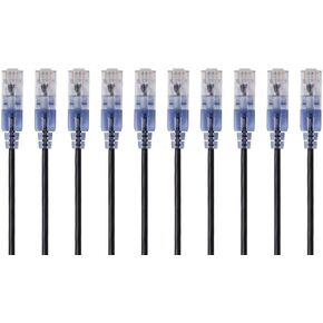 Monoprice SlimRun Cat6A Ethernet Patch Cable - Network Internet Cord - RJ45, Stranded, UTP, Pure Bare Copper Wire, 30AWG, 2ft, Black, 10-Pack