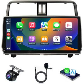 Car Radio for Toyota Land Cruiser Prado 150 2018 2019 2020 2011 2012 2023 Upgrade Stereo Radio Replacement with CarPlay 12.3 inch Touch Screen Android Auto Bluetooth GPS SWC WiFi Backup Camera