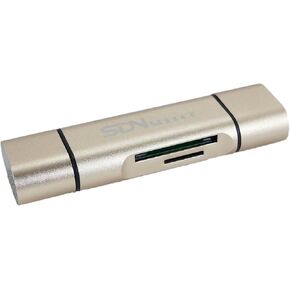 3-in-1 SD/MicroSD Card Reader USB 3.1 MicroUSB USB-C Compatible (Gold)