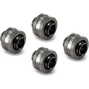XSPC G1/4" to 7/16" ID, 5/8" OD Compression Fitting V2 for Soft Tubing, Black Chrome, 4-Pack