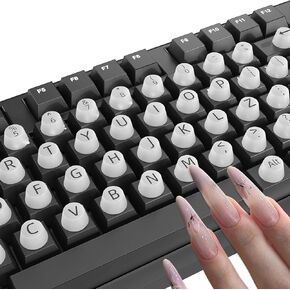 Raised Typing Keyboard Stickers Letters for Long Nails 64Pcs Compatible with Desktop Gaming Mechanical Wired Wireless Keyboard Bubbles Keypads for Office Working Accessories (White)