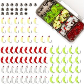 100pcs Soft Silicone Fishing Lures with Hooks, Biomimetic Maggot & Earthworm Dual-Form Bait, Lifelike Artificial Worm Lure for Freshwater/Saltwater Bass Trout Fishing