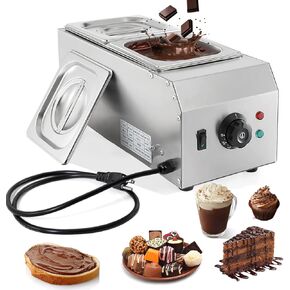 9 Lbs 2 Tanks Chocolate Tempering Machine Chocolate Melter, Chocolate Melting Pot with TEMP Control 86~185℉, 1000W Stainless Steel Electric Commercial Chocolate Warmer and Melter