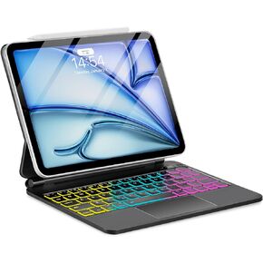 Magic for iPad Air 11-inch M3 M2 Case with Keyboard Air 10.9" 5th 4th/Pro 11 4th 3rd 2nd 1st Gen, Trackpad Floating Rainbow Backlit TouchPad Keypad with Cantilever Magnetic Cover Black