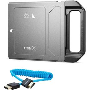 Angelbird Atomx 1TB حزمة SSDMINI مع كابل HDMI الكامل الأزرق للشاشات على الكاميرا مع إمكانات عالية السرعة 4K و 3D (عنصرين)