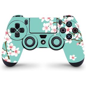 ZOOMHITSKINS Compatible with PS4 Controller Skin, Beauty Sakura Green Cherry Blossom Art Flower, Durable, Vinyl, Made in The USA
