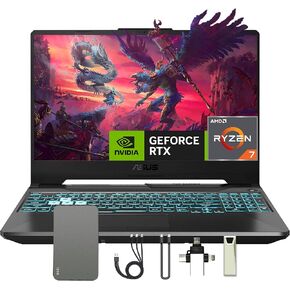 ASUS TUF A15 15.6 FHD 144Hz Gaming Laptop, 32GB DDR5 RAM, 2TB SSD, AMD Ryzen 7 7435HS, GeForce RTX 3050 4GB GDDR6, Windows 11, RGB Backlit Keyboard, Webcam, Black, 128GB Docking Station Set