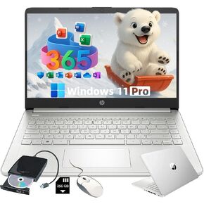 HP Flagship Everyday Laptop Computer - Win 11 Pro & AI-Powered 1-Y Office 365 • Intel Quad-Core(up to 3.4GHz) • Long Battery • 32G RAM • 128G UFS • w/256G SD Card & DVD Drive for Student & Business