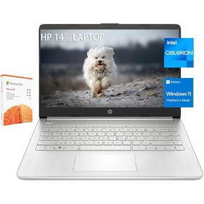 HP Stream 14 Inch Laptop for Student，Intel Celeron N4120,16GB RAM,64GB eMMC,Microsoft 365 with 1TB Cloud Storage,720p Webcam,Windows 11 S,Long Battery Life,with 5ave Accessories,White