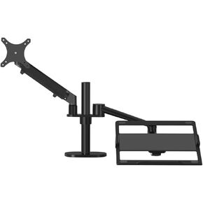 OL-3S Height Adjustable Desktop Dual Arm 17-32 Inch Monitor Holder+12-17 Inch Laptop Holder Stand Full Motion Mount Arm(Black)