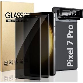 Pixel 7 Pro 5G Privacy Screen Protector [2+2 Pack] Camera Lens Protector, 9H Tempered Glass Scratch Resistant, 3D Curved, HD Clear Anti-Spy Film for Pixel 7 Pro (6.7 Inch)