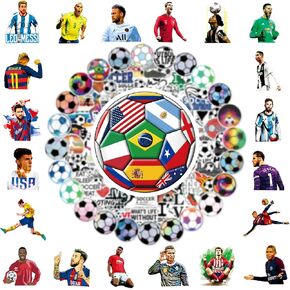 150 PCS World Cup Football Soccer Stickers Soccer Sports Stickers Vinyl Waterproof Sticker Graffiti Decals Soccer Gifts for Water Bottle Helmets Scrapbook World Cup Kids Teens Adults