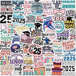 Holographic Graduation Stickers, Sparkly Stars, Class of 2025 Waterproof Vinyl Stickers for Water Bottle, Laptop, Skateboard, Graduation Party Decorations 2025