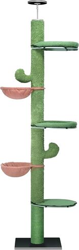 Roypet قابل للتعديل 93 "-116" طويل القامة القط تسلق شجرة 5 طبقات كيتي مركز النشاط من الأرض إلى السقف لعبة متسلق القط مع أرجوحة معلقة وأعمدة الخدش أثاث القطط، رمادي in Kuwait