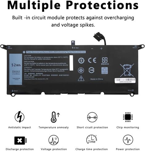 DXGH8 Laptop Battery for Dell XPS 13 9370 9380 2019 Lnspiron 13 7390 7391 2-in-1 5390 5391 7490 Latitude 3301 E3301 Vostro 5390 5391 Series 0H754V H754V G8VCF G8VCF6C HK6N5 P113G001 P82G(7.6V/52Wh) in Saudi Arabia