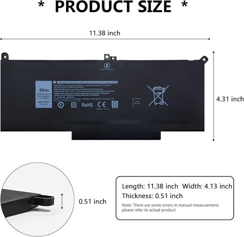 DXGH8 Laptop Battery for Dell XPS 13 9370 9380 2019 Lnspiron 13 7390 7391 2-in-1 5390 5391 7490 Latitude 3301 E3301 Vostro 5390 5391 Series 0H754V H754V G8VCF G8VCF6C HK6N5 P113G001 P82G(7.6V/52Wh) in Kuwait